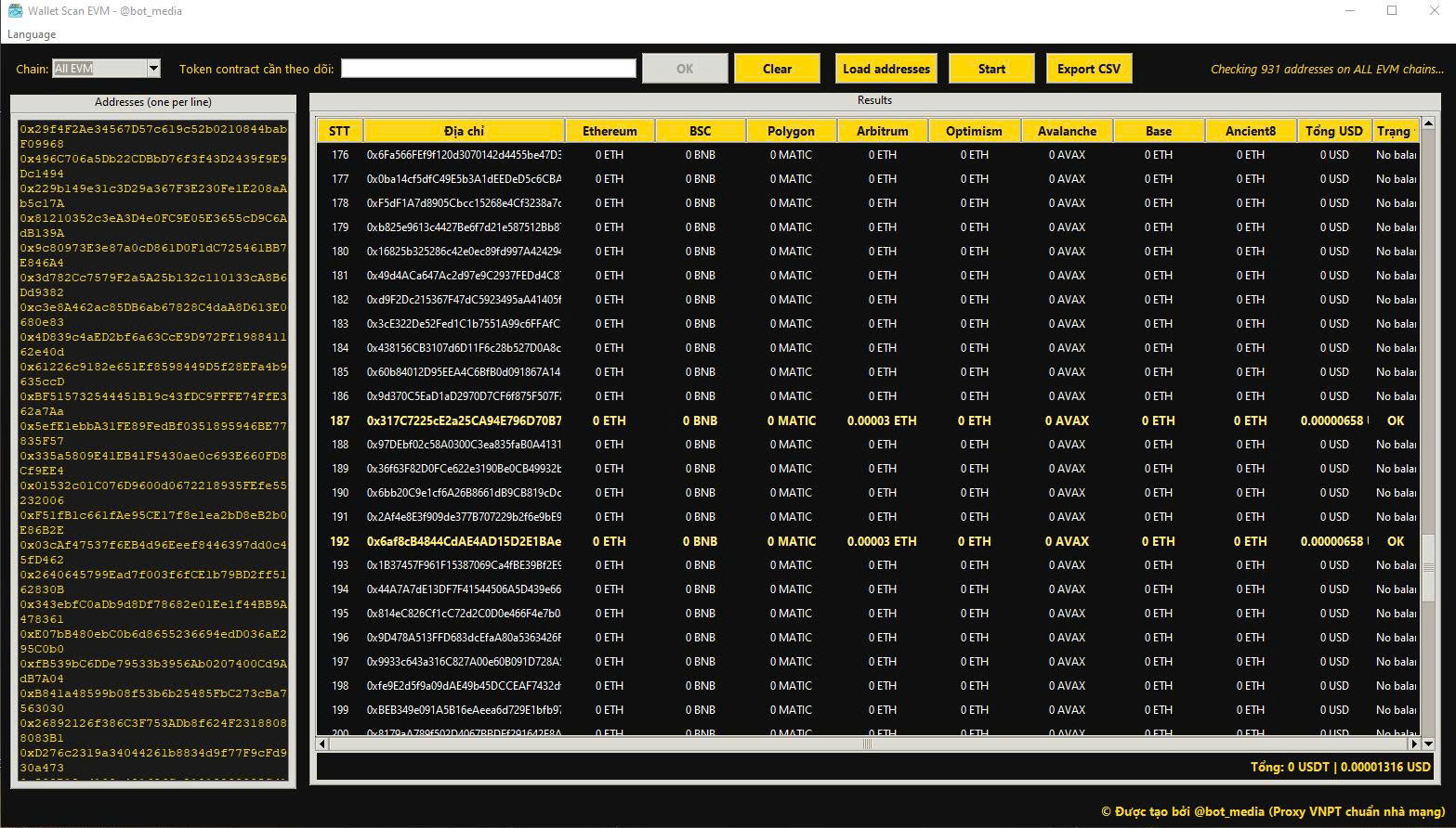 TOOL CHECK SỐ DƯ VÍ ĐA CHAIN – WALLET SCAN EVM